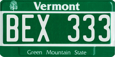 VT license plate BEX333