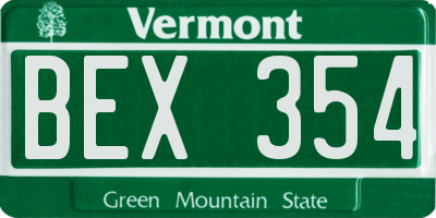 VT license plate BEX354
