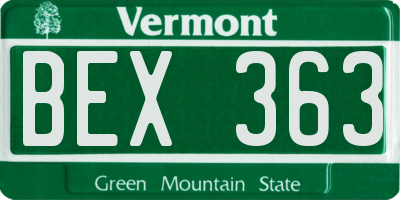 VT license plate BEX363