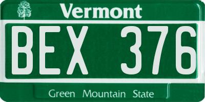 VT license plate BEX376