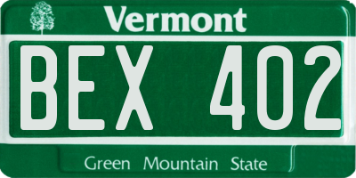 VT license plate BEX402