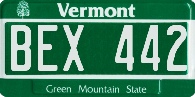 VT license plate BEX442