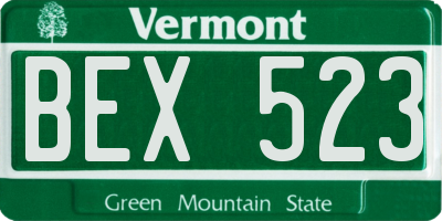 VT license plate BEX523