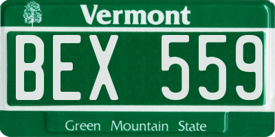 VT license plate BEX559