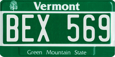 VT license plate BEX569