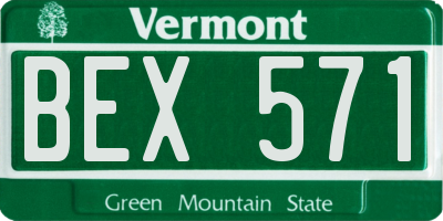 VT license plate BEX571