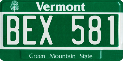 VT license plate BEX581