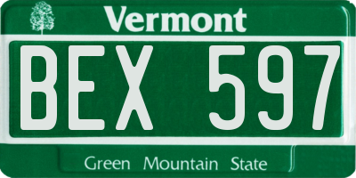 VT license plate BEX597