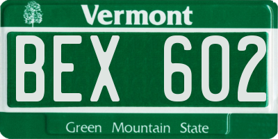 VT license plate BEX602
