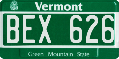 VT license plate BEX626