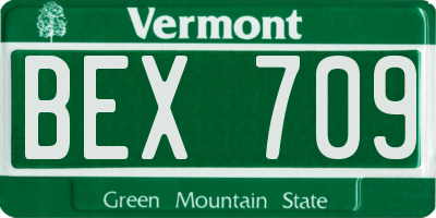 VT license plate BEX709