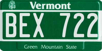 VT license plate BEX722
