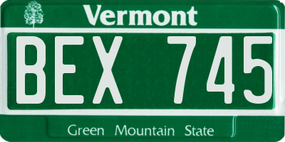 VT license plate BEX745