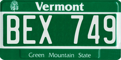 VT license plate BEX749