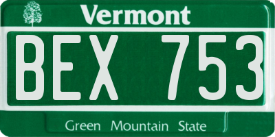 VT license plate BEX753