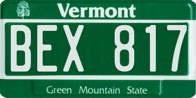 VT license plate BEX817