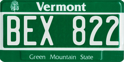 VT license plate BEX822