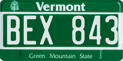 VT license plate BEX843