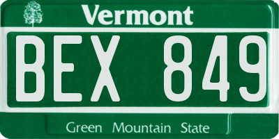 VT license plate BEX849
