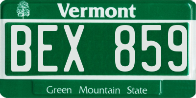 VT license plate BEX859
