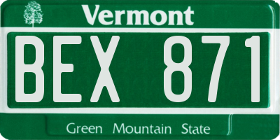 VT license plate BEX871