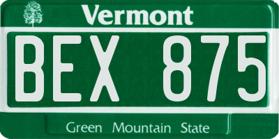 VT license plate BEX875