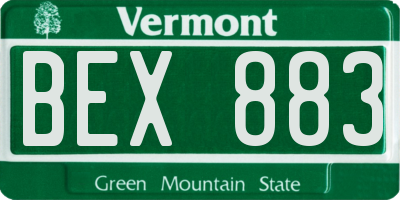 VT license plate BEX883