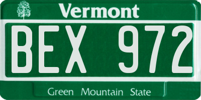 VT license plate BEX972