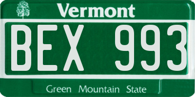 VT license plate BEX993