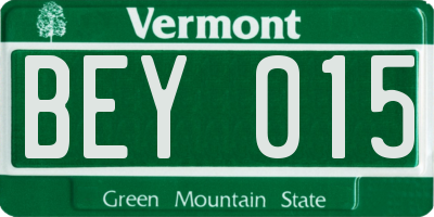 VT license plate BEY015