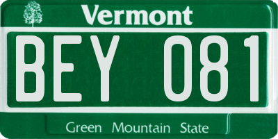 VT license plate BEY081