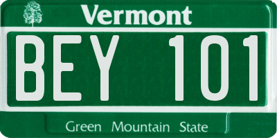 VT license plate BEY101