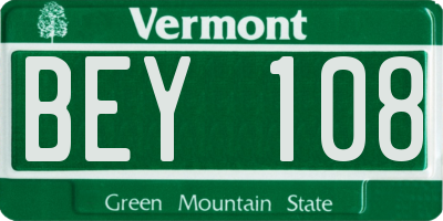 VT license plate BEY108