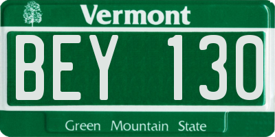 VT license plate BEY130