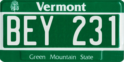 VT license plate BEY231