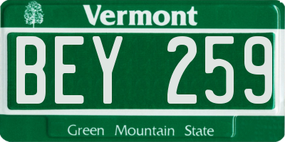 VT license plate BEY259