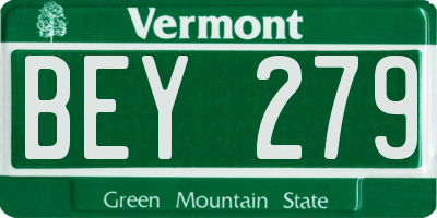 VT license plate BEY279