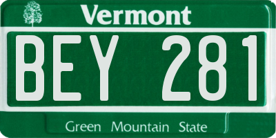 VT license plate BEY281
