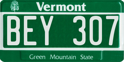 VT license plate BEY307