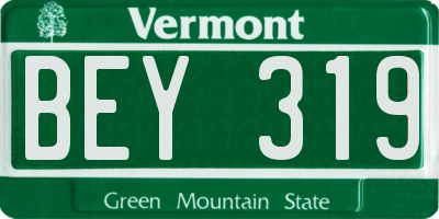 VT license plate BEY319