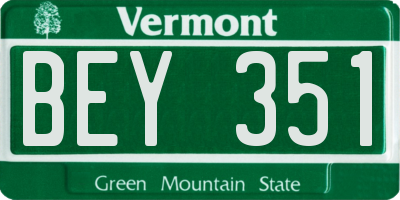 VT license plate BEY351