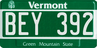 VT license plate BEY392