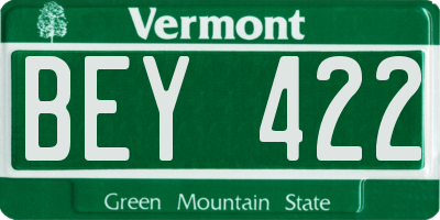 VT license plate BEY422