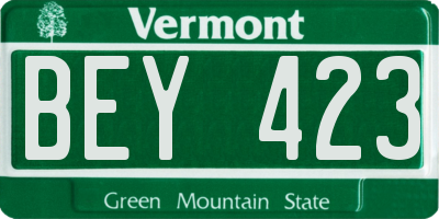 VT license plate BEY423