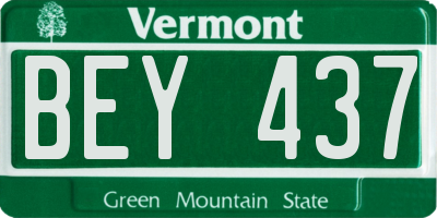 VT license plate BEY437