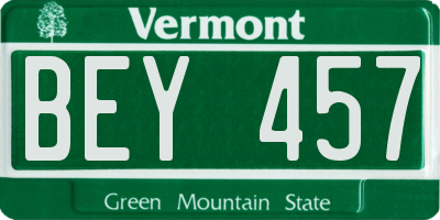 VT license plate BEY457