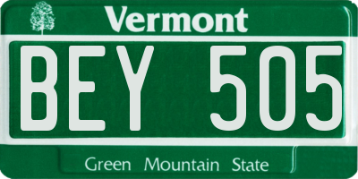 VT license plate BEY505