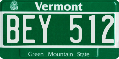 VT license plate BEY512
