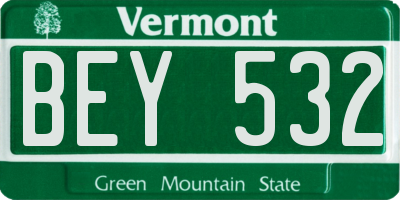 VT license plate BEY532