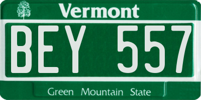 VT license plate BEY557